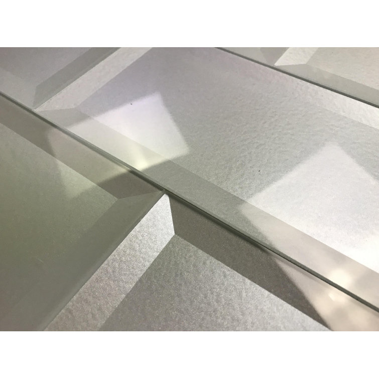 Metallic White Beveled Glass Subway Tile for Kitchen & Bathroom Walls