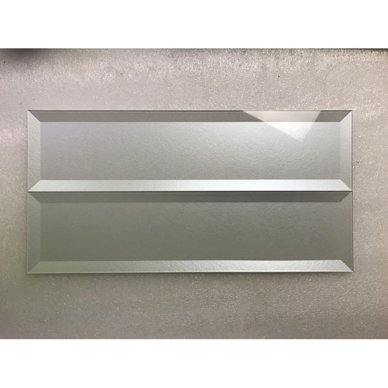 Metallic White Beveled Glass Subway Tile for Kitchen & Bathroom Walls
