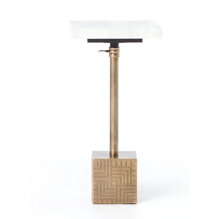 Astrid Gold and White Marble Square Accent Table
