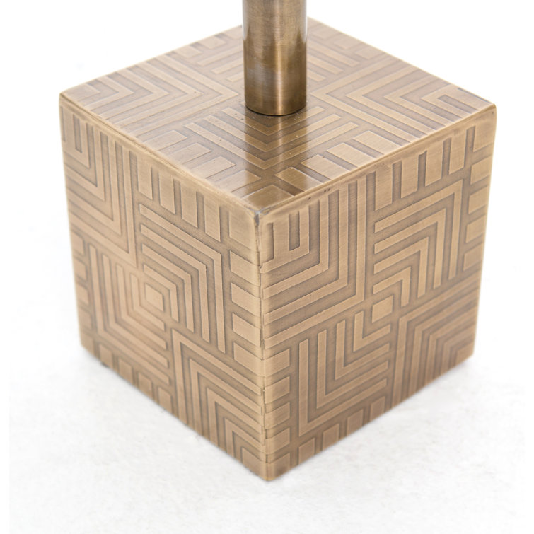 Astrid Gold and White Marble Square Accent Table