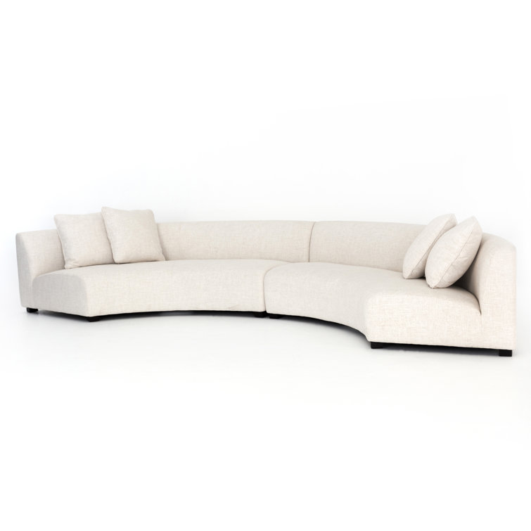 Dover Crescent Cream Linen 2-Piece Curved Modular Sectional Sofa