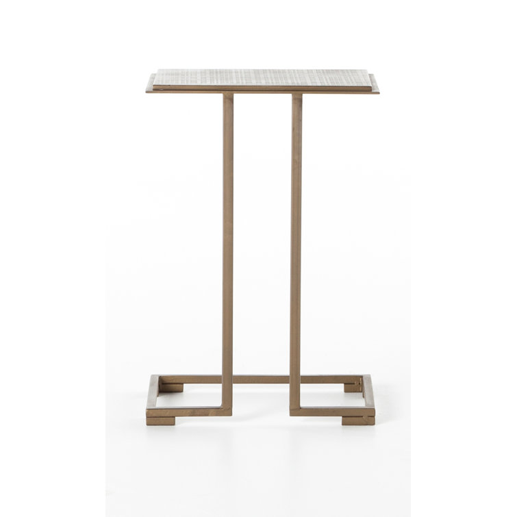 Antique Brass 24" Rectangular Metal End Table