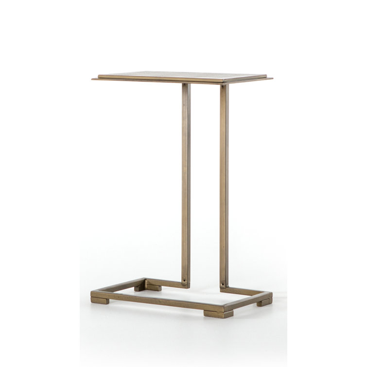 Antique Brass 24" Rectangular Metal End Table