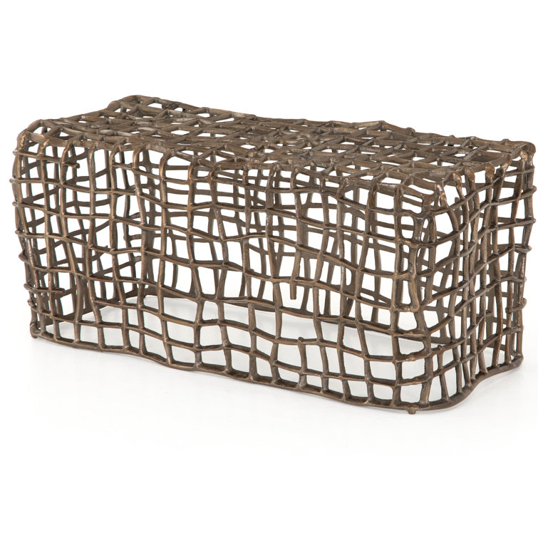 Aged Bronze Aluminum Woven Outdoor Dining Bench