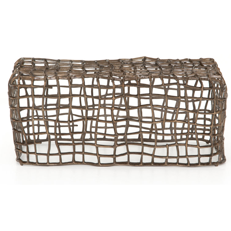 Aged Bronze Aluminum Woven Outdoor Dining Bench