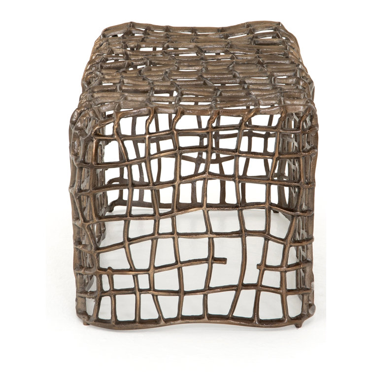 Aged Bronze Aluminum Woven Outdoor Dining Bench