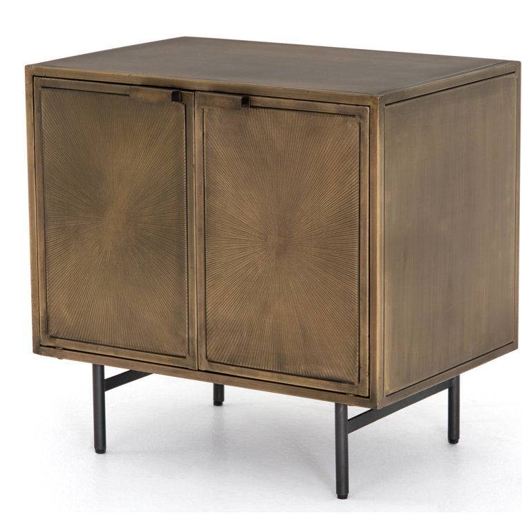 Argonaut 25" Industrial Brown Metal Nightstand with Etched Sunburst