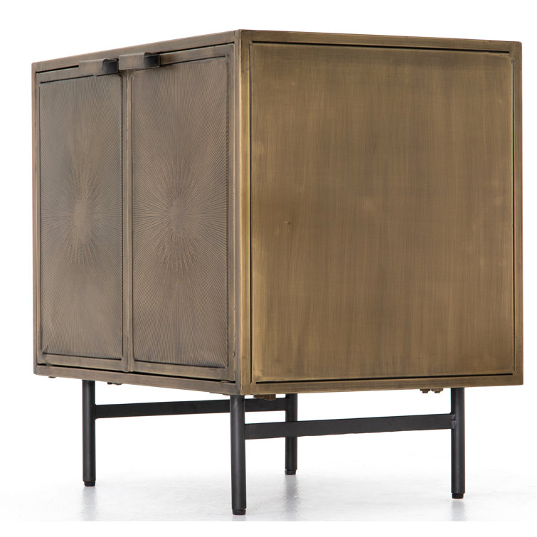 Argonaut 25" Industrial Brown Metal Nightstand with Etched Sunburst