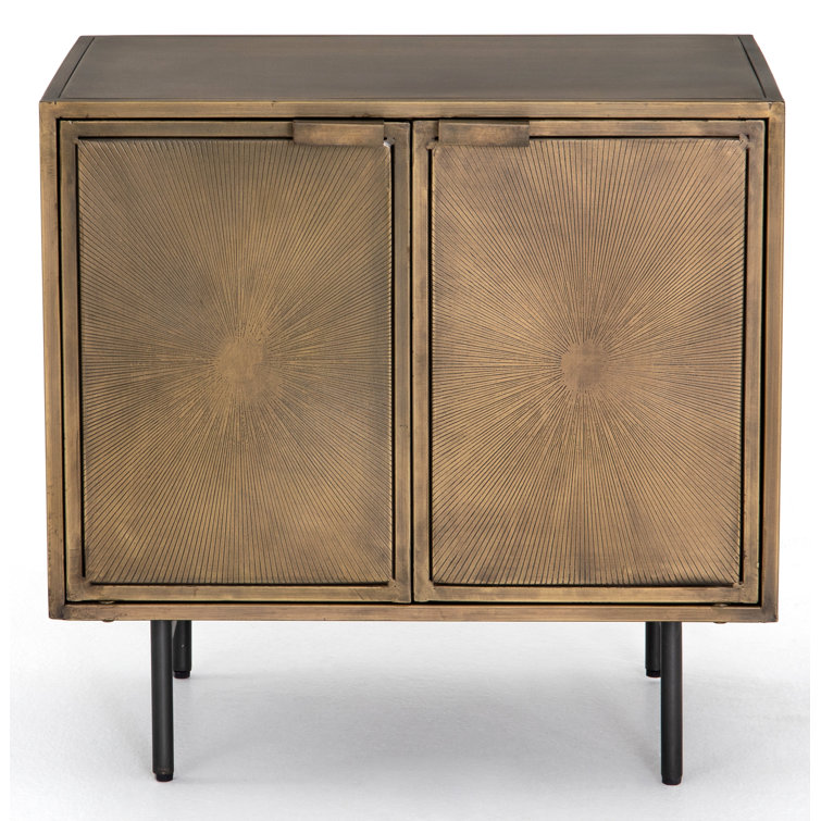 Argonaut 25" Industrial Brown Metal Nightstand with Etched Sunburst