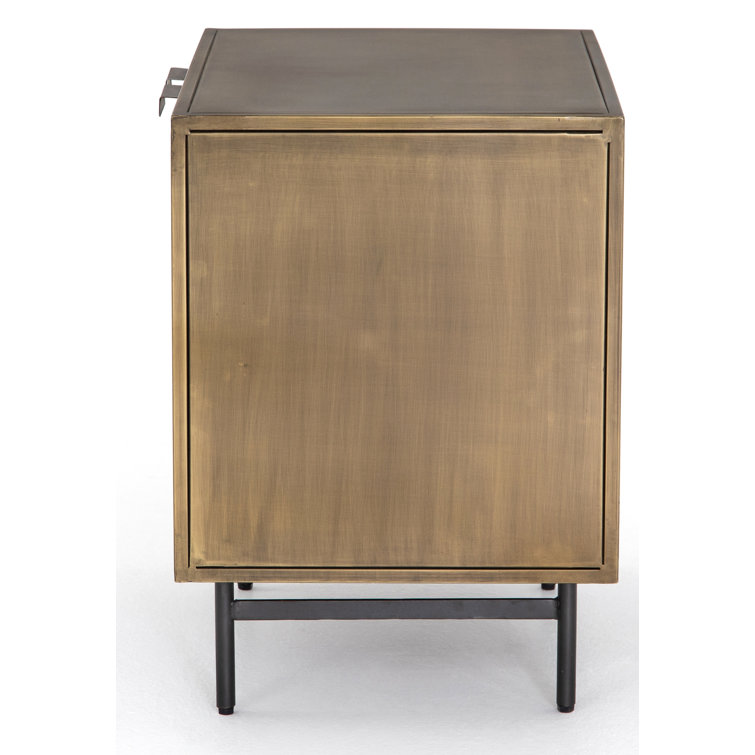 Argonaut 25" Industrial Brown Metal Nightstand with Etched Sunburst