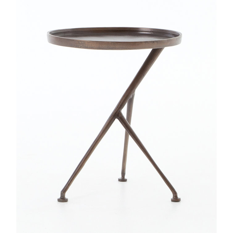 Marlow Rustic Round Stone and Metal Accent Table
