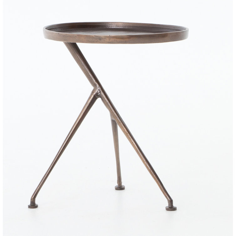 Marlow Rustic Round Stone and Metal Accent Table
