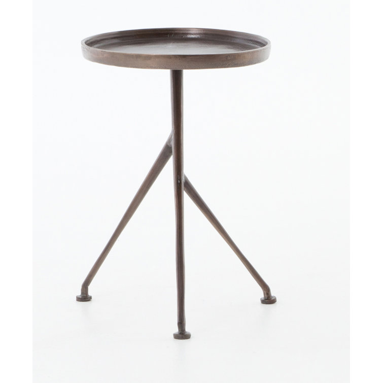 Marlow Rustic Round Stone and Metal Accent Table