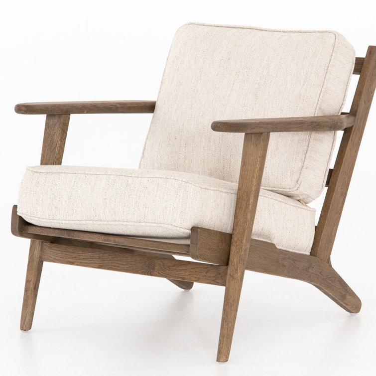 Austin Solid Oak Frame Plush Cushion Accent Chair - Avant Natural