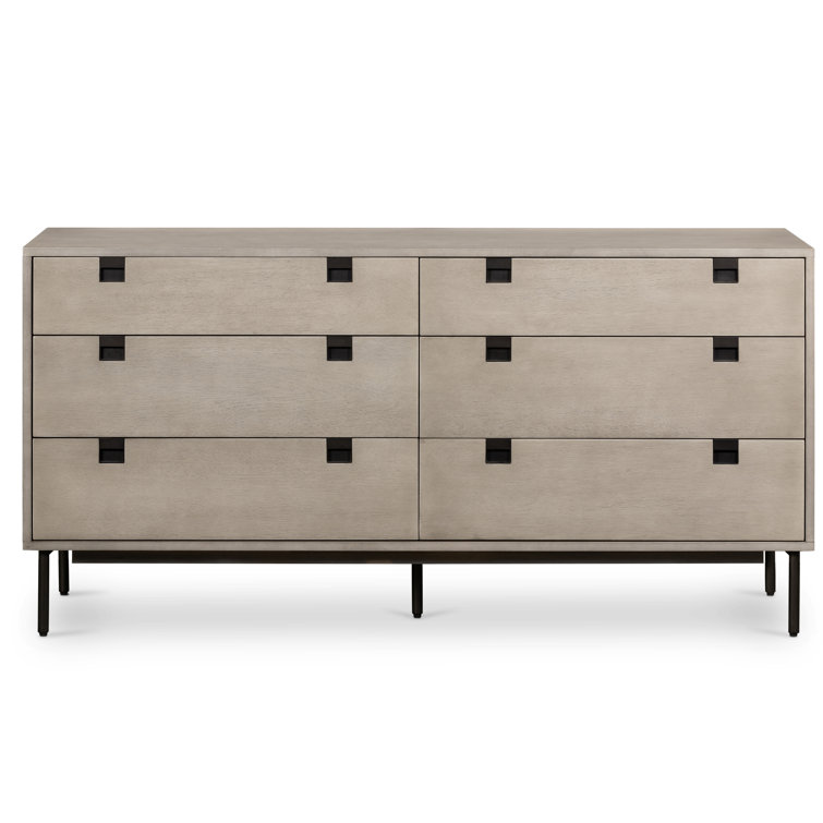 Contemporary Carly Double 6-Drawer Dresser in Grey Wash