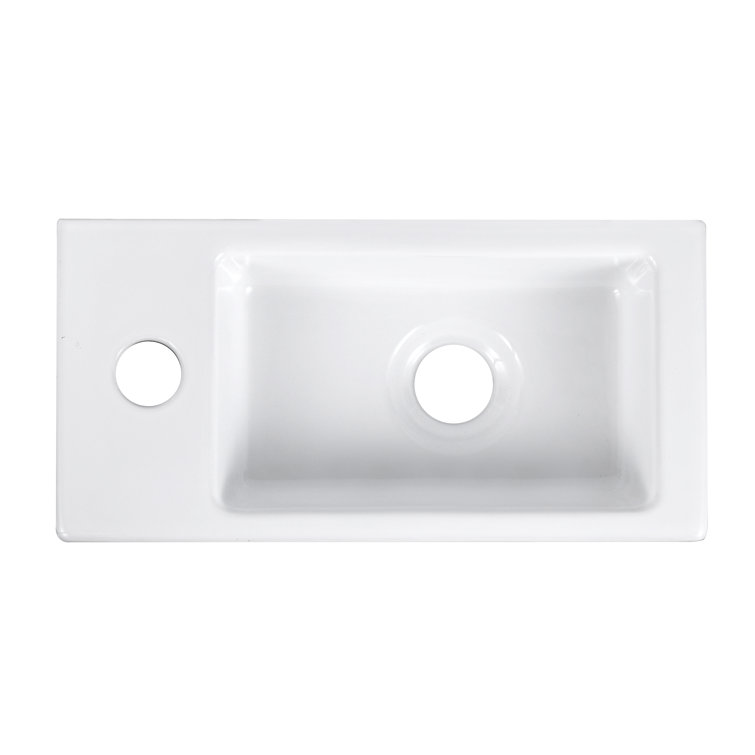 White Ceramic Rectangular Wall-Mount Bathroom Sink