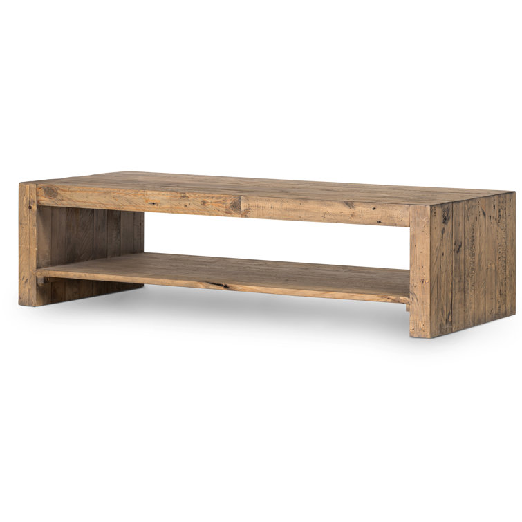 Sierra Rustic Natural Pine Outdoor Coffee Table with Storage