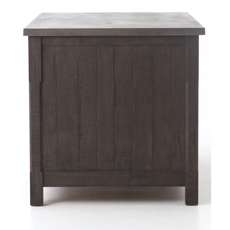 Acacia Wood Brown Rectangular Kitchen Island with Concrete Top