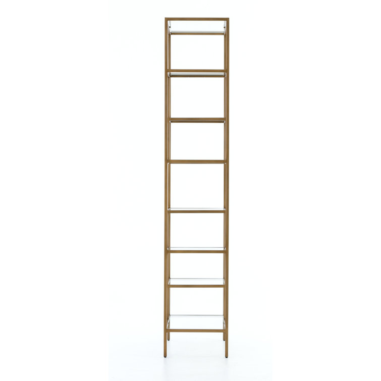 Helena Antique Brass 102'' Industrial Glass Bookcase