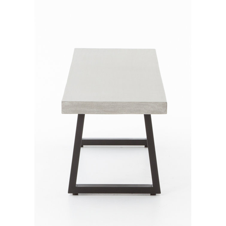 Gray Lava Stone Top Indoor/Outdoor Dining Bench with Iron Legs