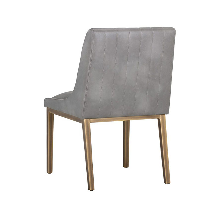 Gray Faux Leather Upholstered Side Chair with Metal Frame