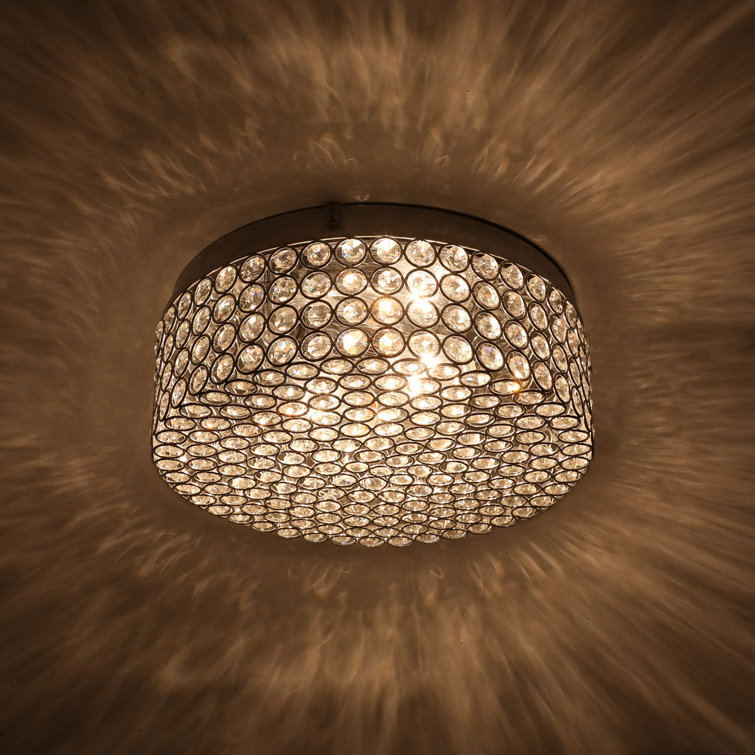 Westerfield 2-Light Chrome Crystal Flush Mount Drum Fixture