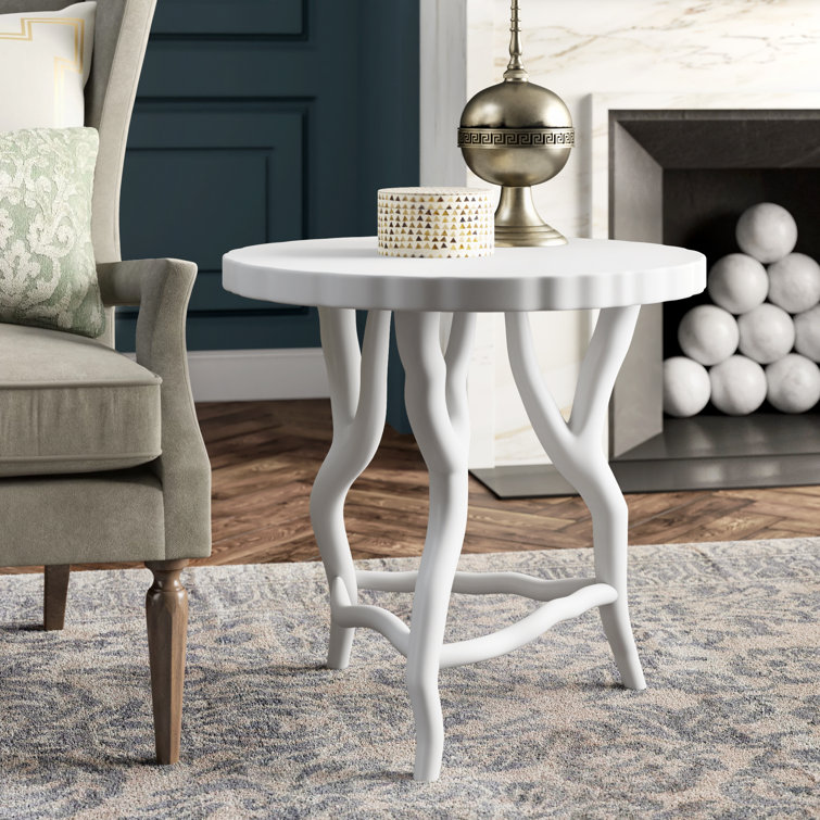 Arbor Transitional Round Chairside Table in Chalky White
