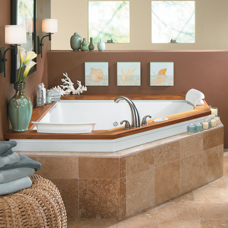 Fuzion 66" White Acrylic Corner Whirlpool Bathtub