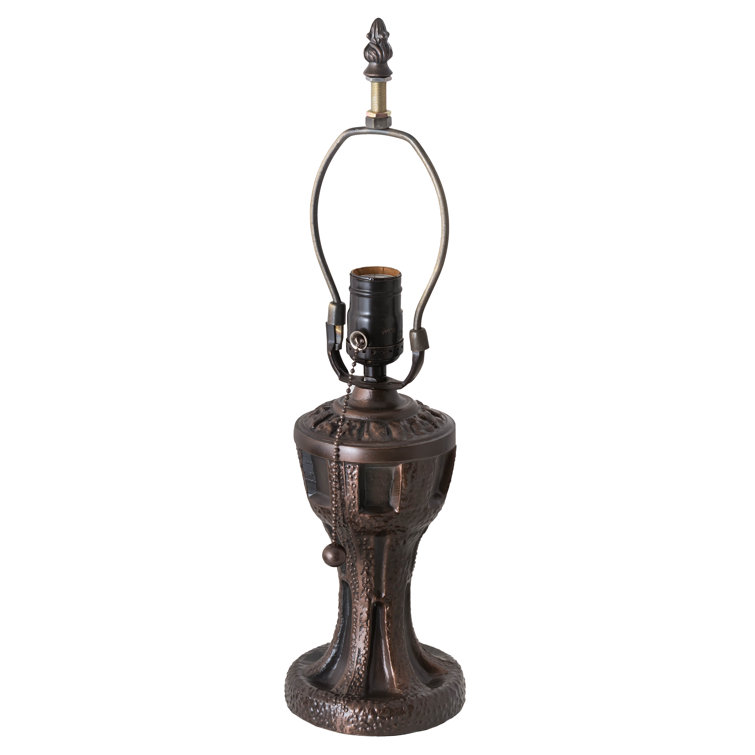 17" Mahogany Bronze and Green Stained Glass Table Lamp