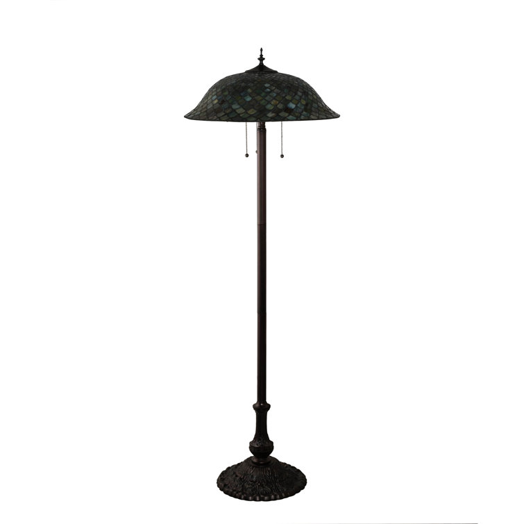 Mahogany Bronze Stained Glass Tiffany Floor Lamp