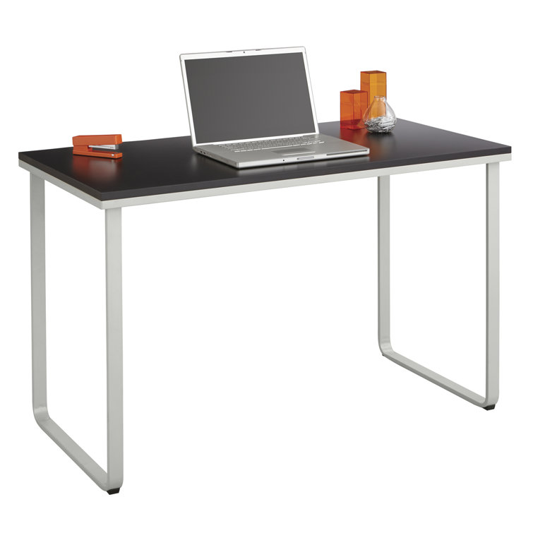 Sleek 47'' Black and Silver Steel Rectangular Desk with U-Shaped Legs