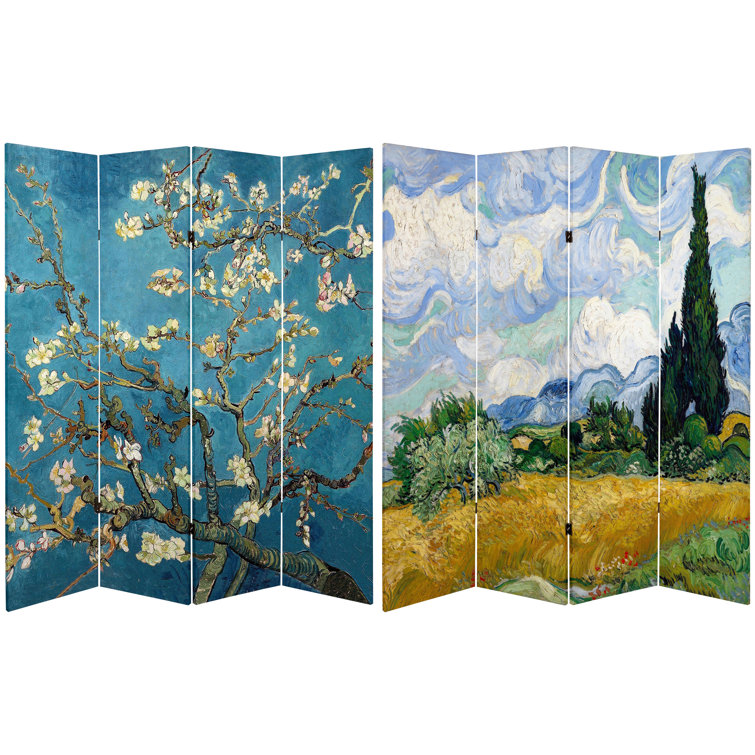 Van Gogh Almond Blossoms and Wheat Field Folding Screen, 3 ft, Multicolor Canvas
