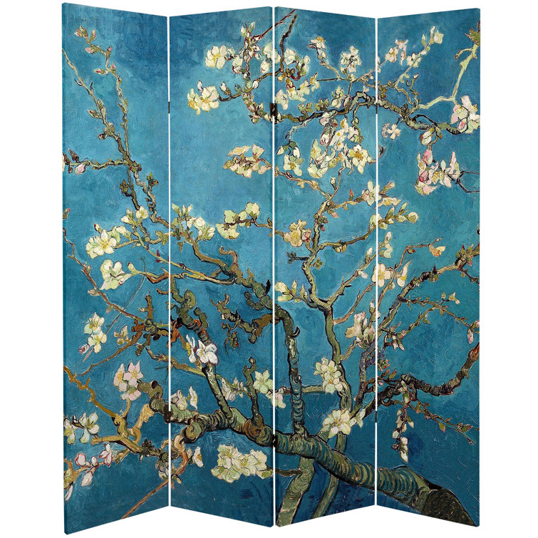 Van Gogh Almond Blossoms and Wheat Field Folding Screen, 3 ft, Multicolor Canvas