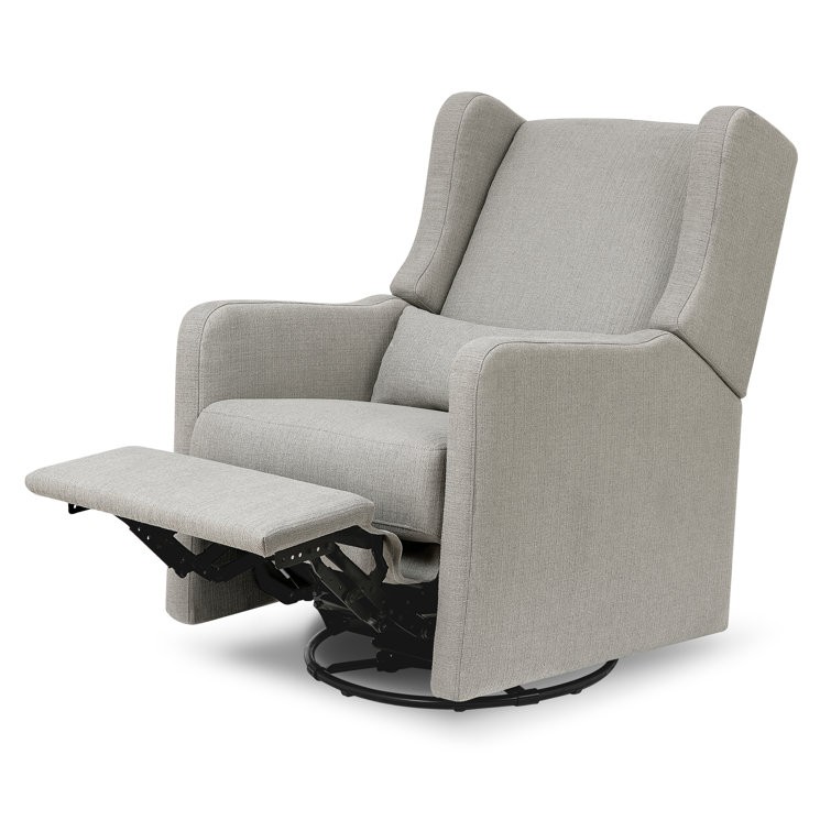 Arlo Performance Grey Linen Wood Swivel Recliner
