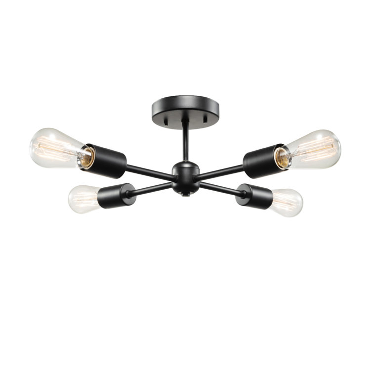 Matte Black Brass LED Sputnik Flush Mount Ceiling Light