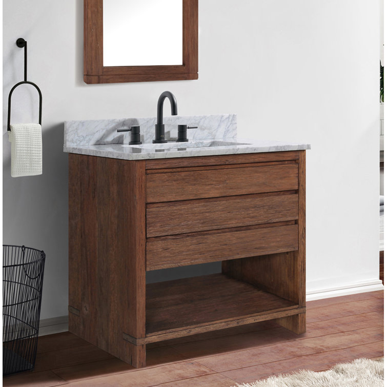 Kai 31" Brown Reclaimed Wood Vanity with Carrara Marble Top