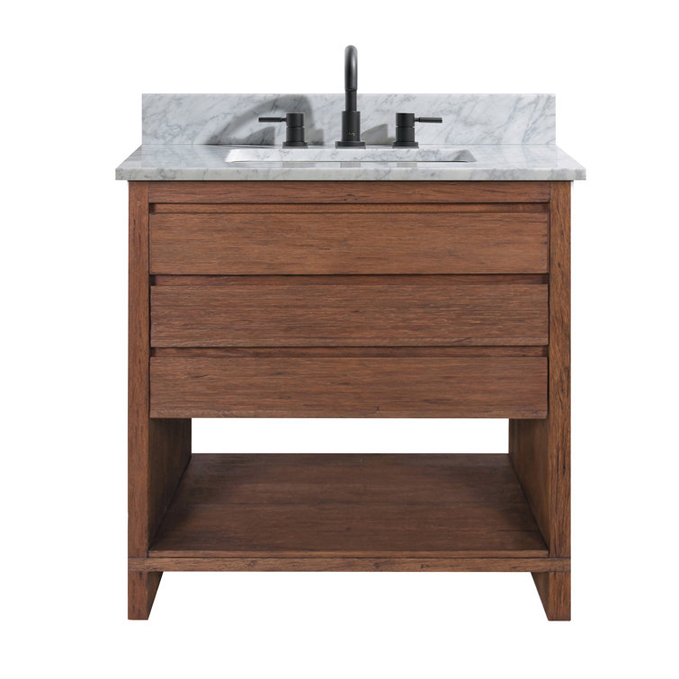 Kai 31" Brown Reclaimed Wood Vanity with Carrara Marble Top