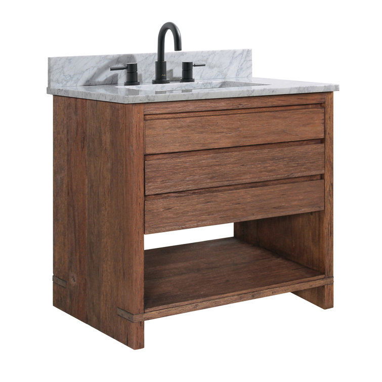 Kai 31" Brown Reclaimed Wood Vanity with Carrara Marble Top