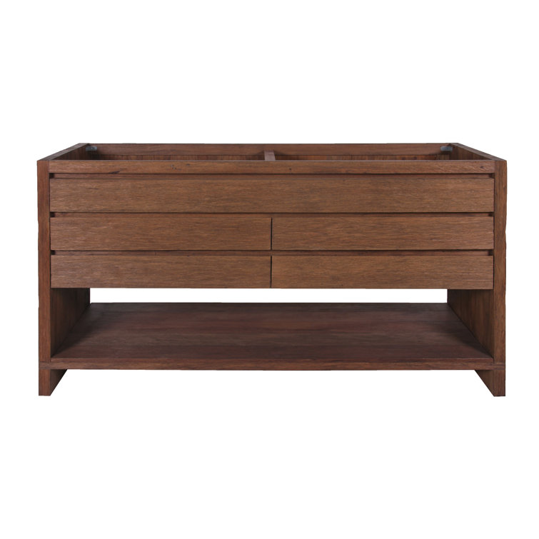 Refined Teak 60" Freestanding Double Vanity Cabinet in Brown Reclaimed Wood