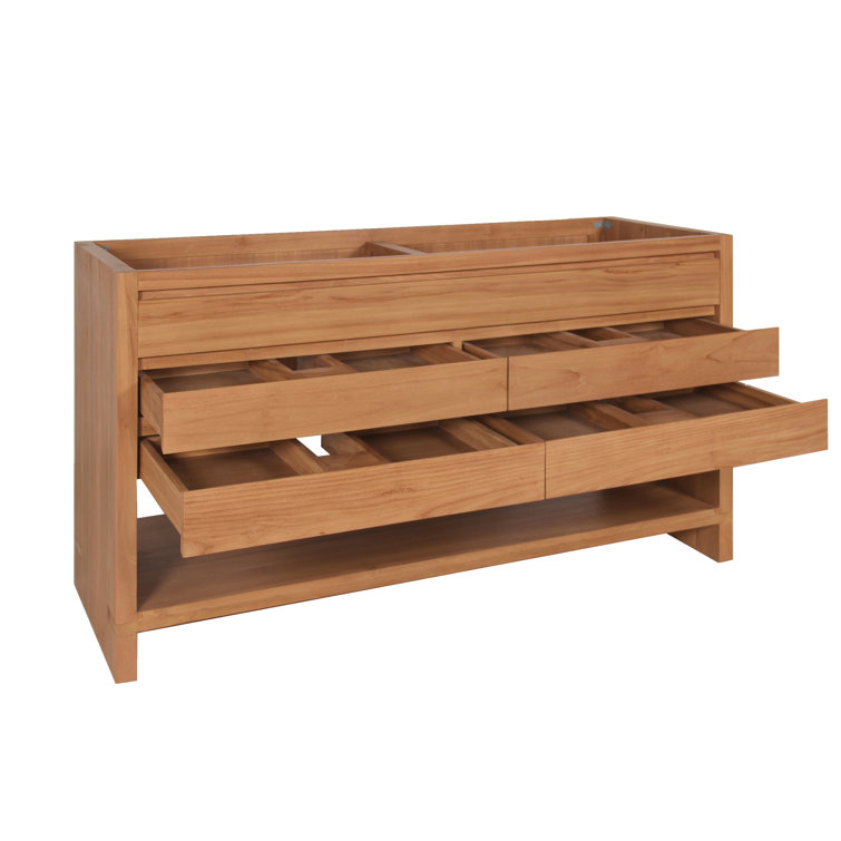 Kai 60" Natural Teak Double Vanity Cabinet