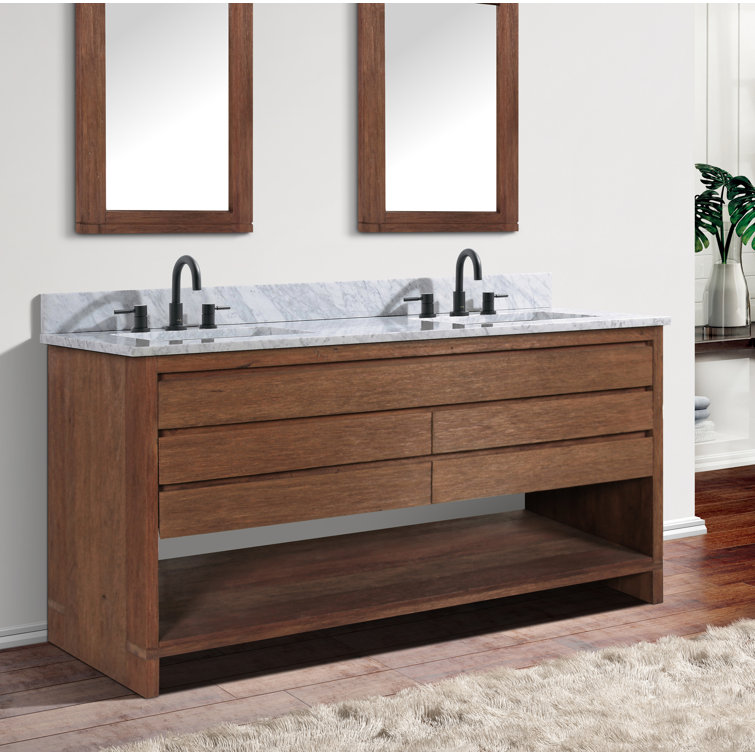 Refined Teak 60" Freestanding Double Vanity Cabinet in Brown Reclaimed Wood