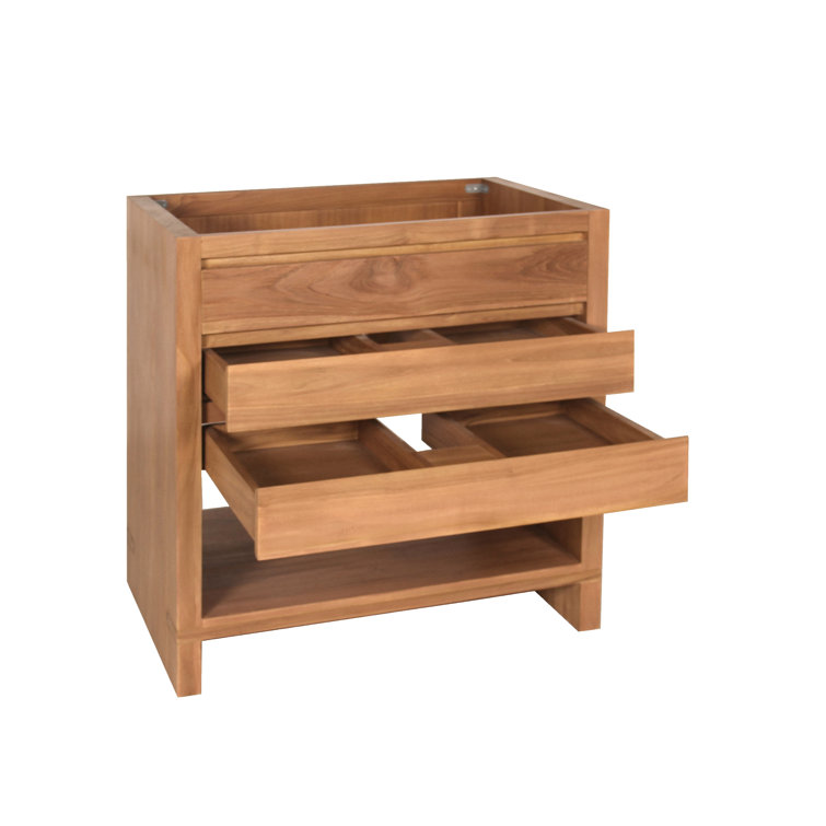 Teak 30'' Free Standing Solid Wood Single Vanity Base