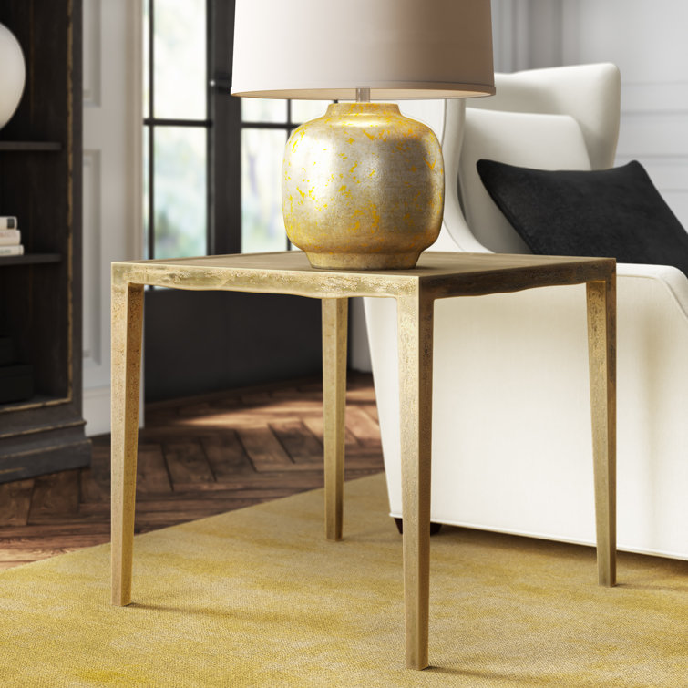 Benson Vintage Brass Square Cast Aluminum End Table