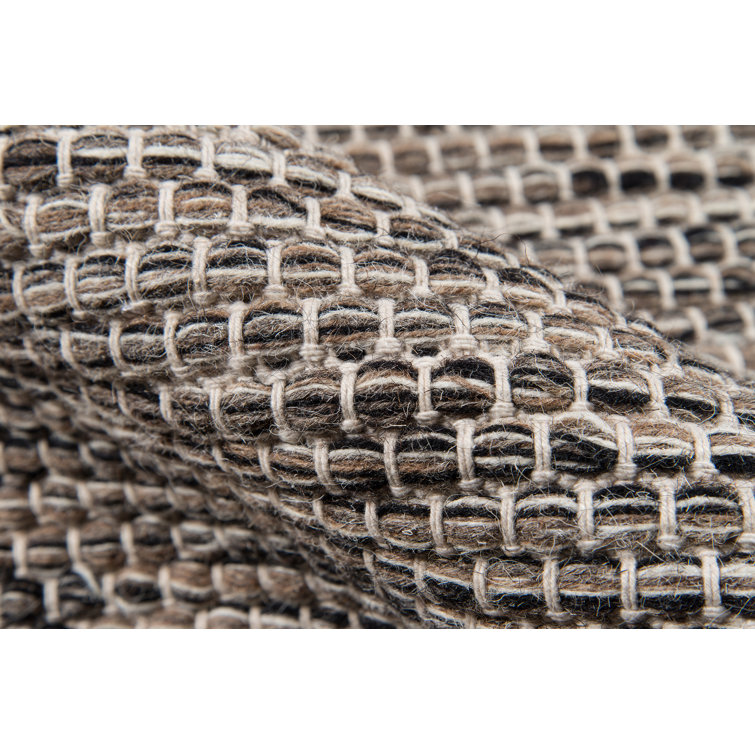 Natural Wool Flatweave Geometric Runner Rug