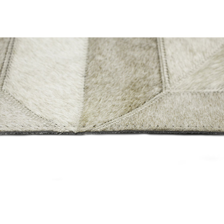 Handmade Gray Geometric Cowhide Rectangular 8' x 10' Area Rug