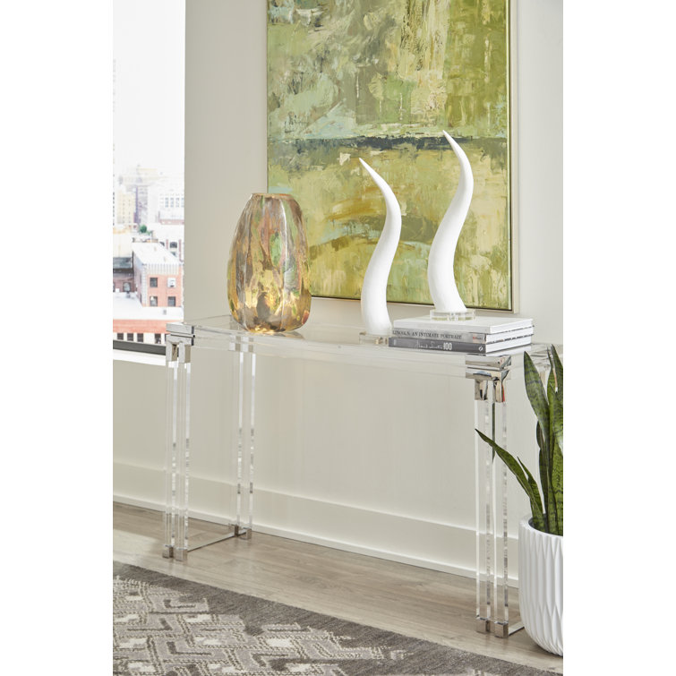Remington 54'' Modern Classic Clear Acrylic & Polished Nickel Console Table
