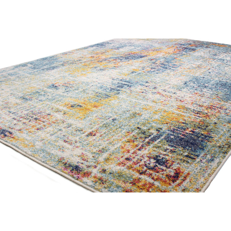Tranquil Multicolor Abstract 4' x 6' Washable Synthetic Rug