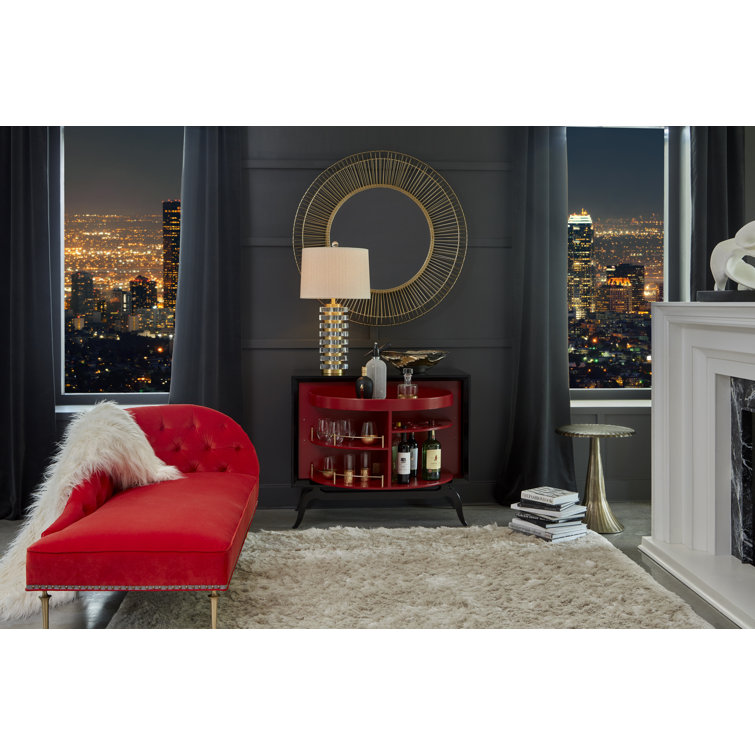 Wildwood Sinatra Black and Red Revolving Door Accent Cabinet