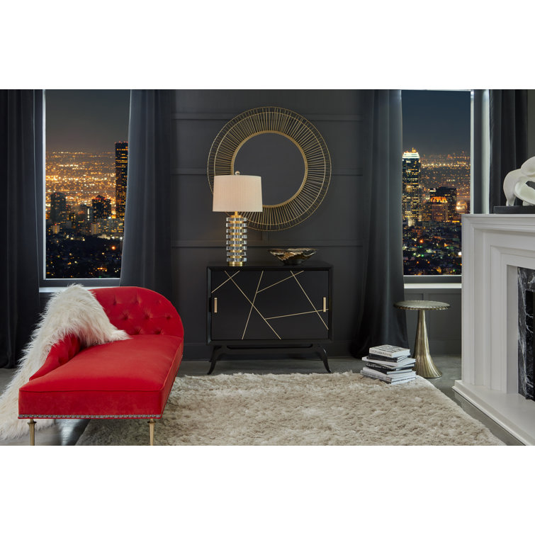 Wildwood Sinatra Black and Red Revolving Door Accent Cabinet