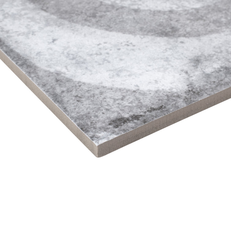 Vendome 18" Gray and White Porcelain Vintage Tile